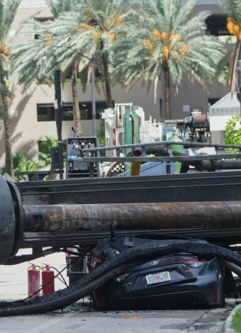 Crane topples onto car in Miami’s Brickell, four hurt