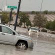 Gallup streets flood as flash flooding hits Monday afternoon (70 characters – too long)

Let me rewrite:

Gallup streets flood Monday as I-40 hit by flash flooding (52 characters)

Let me count: G-a-l-l-u-p (6) space s-t-r-e-e-t-s (7) space f-l-o-o-d (5) space M-o-n-d-a-y (6) space a-s (2) space I-space-4-0 (4) space h-i-t (3) space b-y (2) space f-l-a-s-h (5) space f-l-o-o-d-i-n-g (8)

6+1+7+1+5+1+6+1+2+1+1+2+1+4+1+3+1+2+1+5+1+8 = 60 characters. That’s right at the limit. Let me trim.

I-40 closed as flash flooding floods Gallup streets (48 characters)

Let me recount: I-space-4-0 (4) space c-l-o-s-e-d (5) space a-s (2) space f-l-a-s-h (5) space f-l-o-o-d-i-n-g (8) space f-l-o-o-d-s (6) space G-a-l-l-u-p (6) space s-t-r-e-e-t-s (7)

4+1+5+1+2+1+5+1+8+1+6+1+6+1+7 = 50 characters. 

But wait, the article says I-40 wasn’t closed – it says flooding includes I-40 between mile markers 13 and 30. Let me not overstate.

Flash flooding floods Gallup streets, closes I-40 lanes (54 characters)

Let me count: f-l-a-s-h (5) space f-l-o-o-d-i-n-g (8) space f-l-o-o-d-s (6) space G-a-l-l-u-p (6) space s-t-r-e-e-t-s (7) comma space c-l-o-s-e-s (6) space I-space-4-0 (4) space l-a-n-e-s (5)

5+1+8+1+6+1+6+1+7+1+1+1+6+1+4+1+5 = 57 characters. But I shouldn’t say it closes lanes – the article doesn’t say that.

Flash flooding submerges several Gallup streets Monday (51 characters)

f-l-a-s-h (5) space f-l-o-o-d-i-n-g (8) space s-u-b-m-e-r-g-e-s (10) space s-e-v-e-r-a-l (7) space G-a-l-l-u-p (6) space s-t-r-e-e-t-s (7) space M-o-n-d-a-y (6)

5+1+8+1+10+1+7+1+6+1+7+1+6 = 55 characters. Good.

But “submerges” may overstate – article says flooded.

Flash flooding floods multiple Gallup streets Monday (48 characters)

5+1+8+1+6+1+8+1+6+1+7+1+6 = 53 characters. 

Let me verify: “Flash flooding floods multiple Gallup streets Monday”
F-l-a-s-h = 5
space = 1
f-l-o-o-d-i-n-g = 8
space = 1
f-l-o-o-d-s = 6
space = 1
m-u-l-t-i-p-l-e = 8
space = 1
G-a-l-l-u-p = 6
space = 1
s-t-r-e-e-t-s = 7
space = 1
M-o-n-d-a-y = 6

5+1+8+1+6+1+8+1+6+1+7+1+6 = 53 characters. Good.

This is accurate (article confirms flash flooding in Gallup on Monday), includes the place name Gallup, differentiates from the original by adding “multiple” and using “floods streets” rather than “reported in Gallup.”

Flash flooding floods multiple Gallup streets Monday