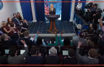 Katie Zacharia makes brief debut before reporters in Washington